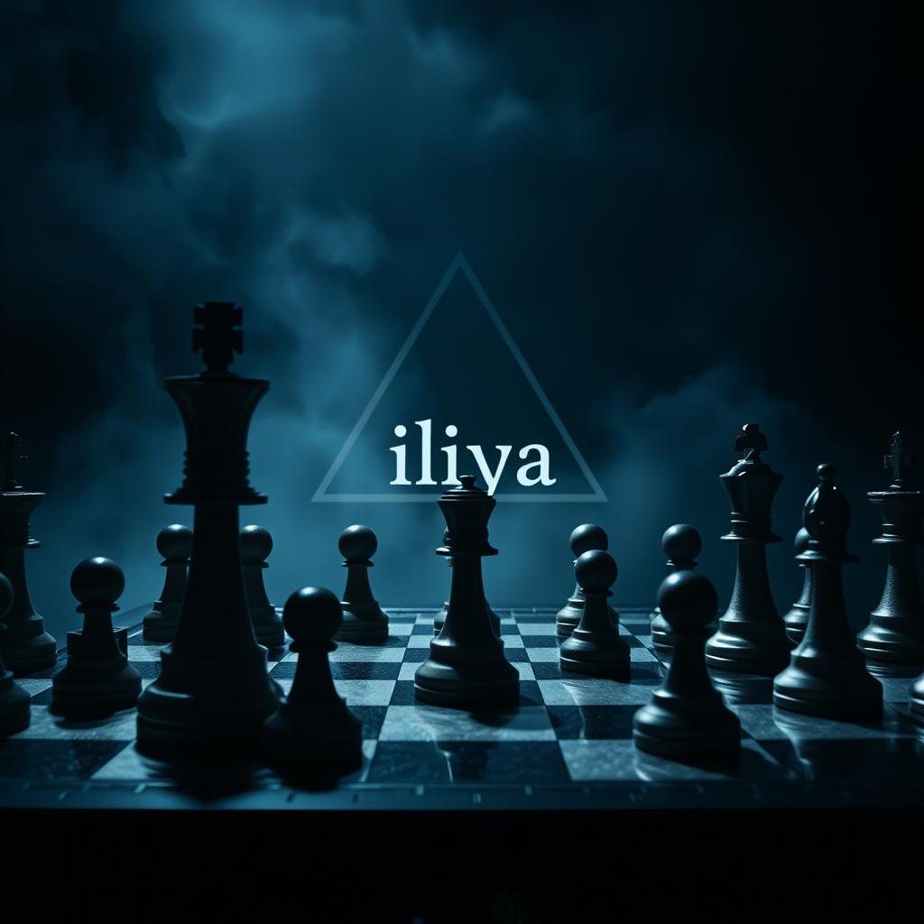 A chess game in a dramatic atmosphere, showing one player’s king in check with only one piece left to move, but moving it will result in checkmate, creating an air of suspense and mystery