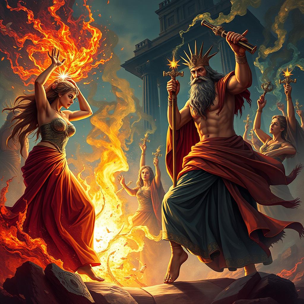 An imaginative and striking illustration of the controversial Salome Dance, depicting the dramatic moment when Salome and Herodotus plot the death of John the Baptist