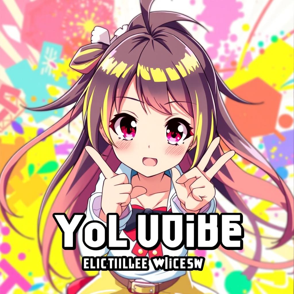 A vibrant and eye-catching YouTube thumbnail featuring a young anime girl with long flowing hair, styled in a colorful and dynamic way