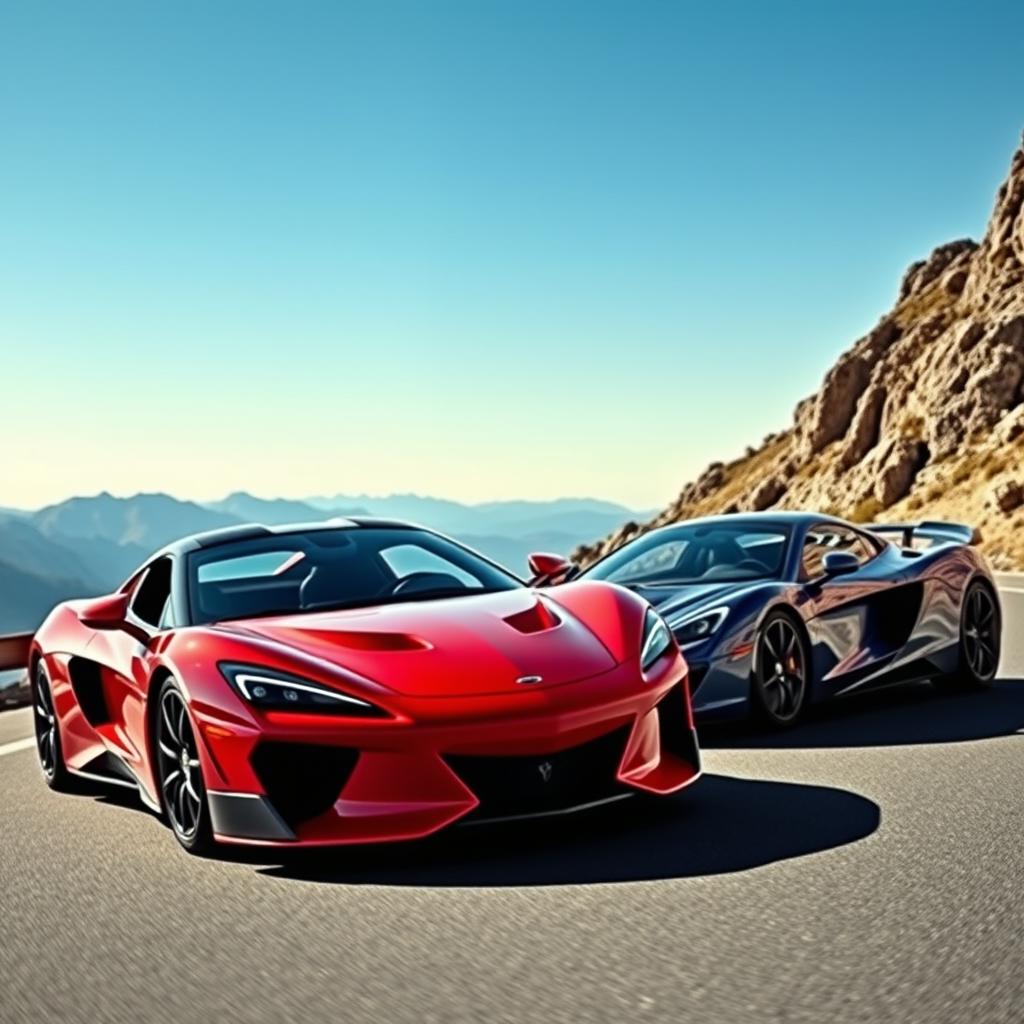 An exhilarating fusion of two high-performance sports cars, showcasing sleek and aerodynamic designs that embody speed and agility