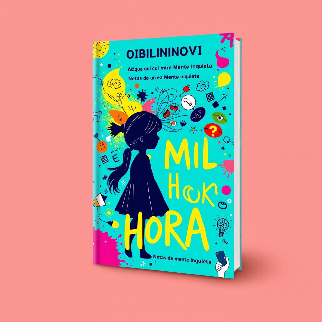 A vibrant and engaging book cover design for a novel titled 'A MIL POR HORA' with the subtitle 'Notas de una Mente Inquieta' by author Obilinovic