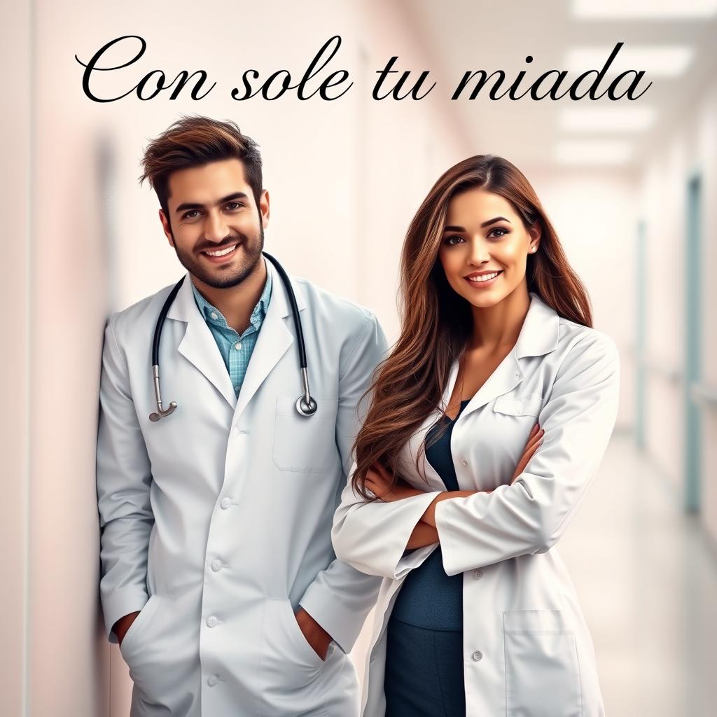A captivating book cover for a romance novel titled "Con solo tu mirada"