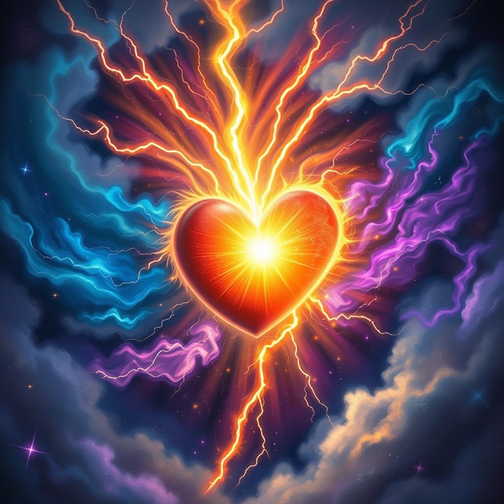 A magical scene depicting a child's heart glowing brightly with radiant energy at its center
