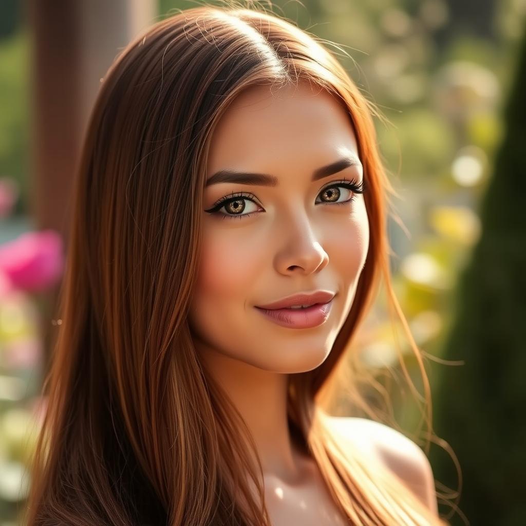 A stylish portrait of a woman with long, evenly colored hair that shines with a healthy glow
