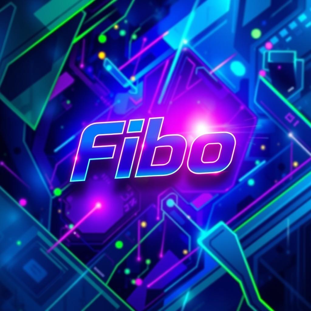 A vibrant and dynamic gaming background featuring abstract digital art elements, showcasing intense colors like deep blue, neon green, and hints of electric purple