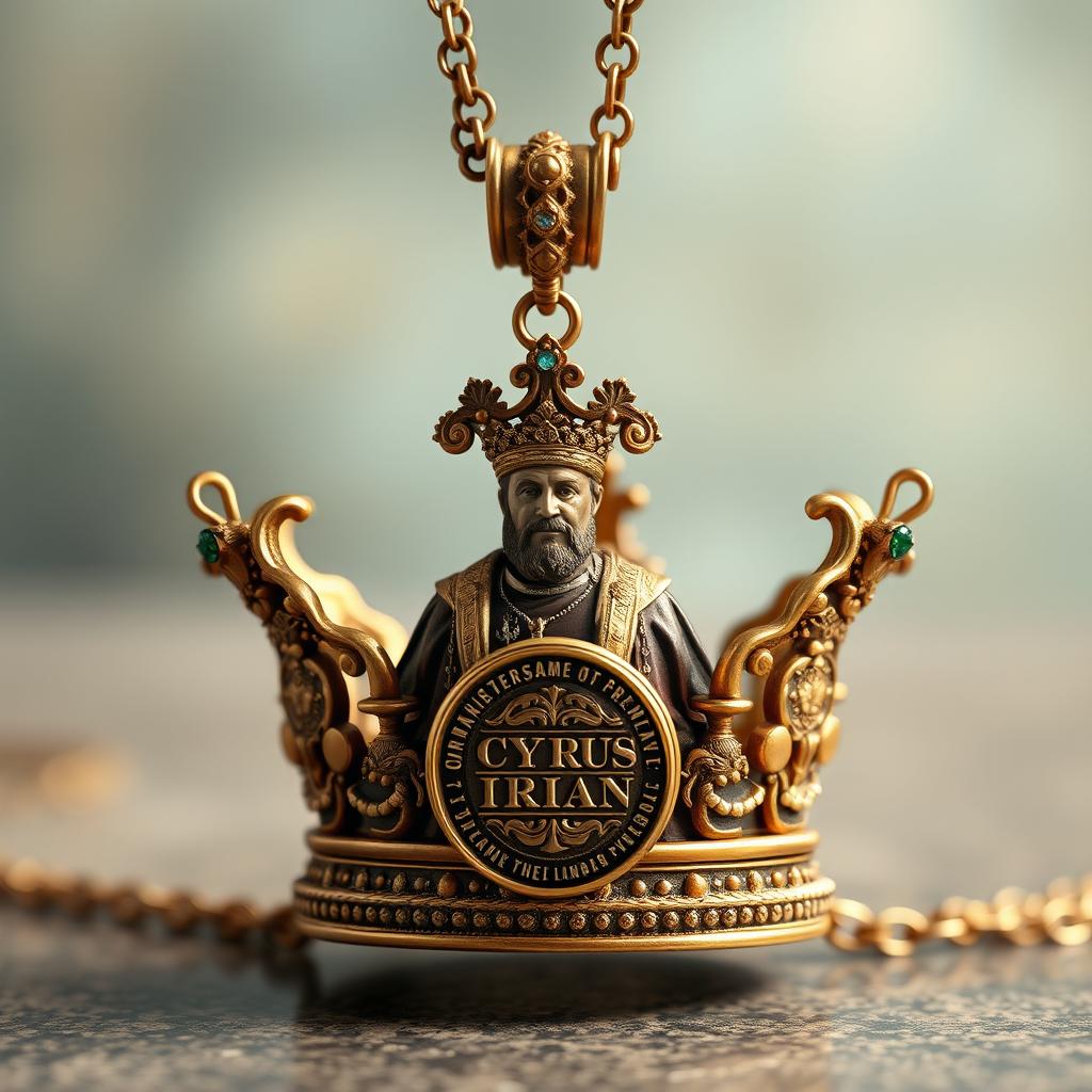 A stunning necklace featuring an ornate crown pendant, intricately designed with gold and jewels