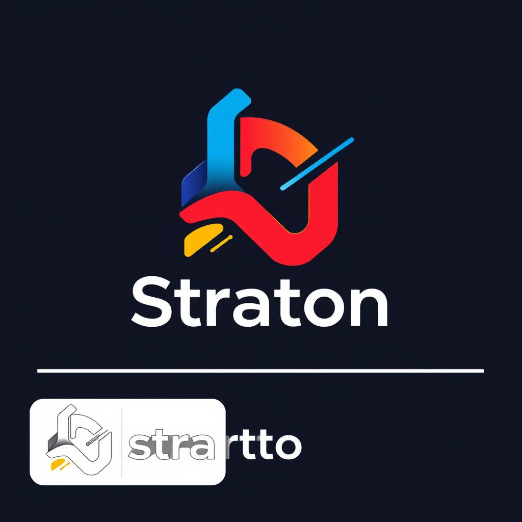 A unique and vibrant logo design for a brand named 'Straton', inspired by modern art