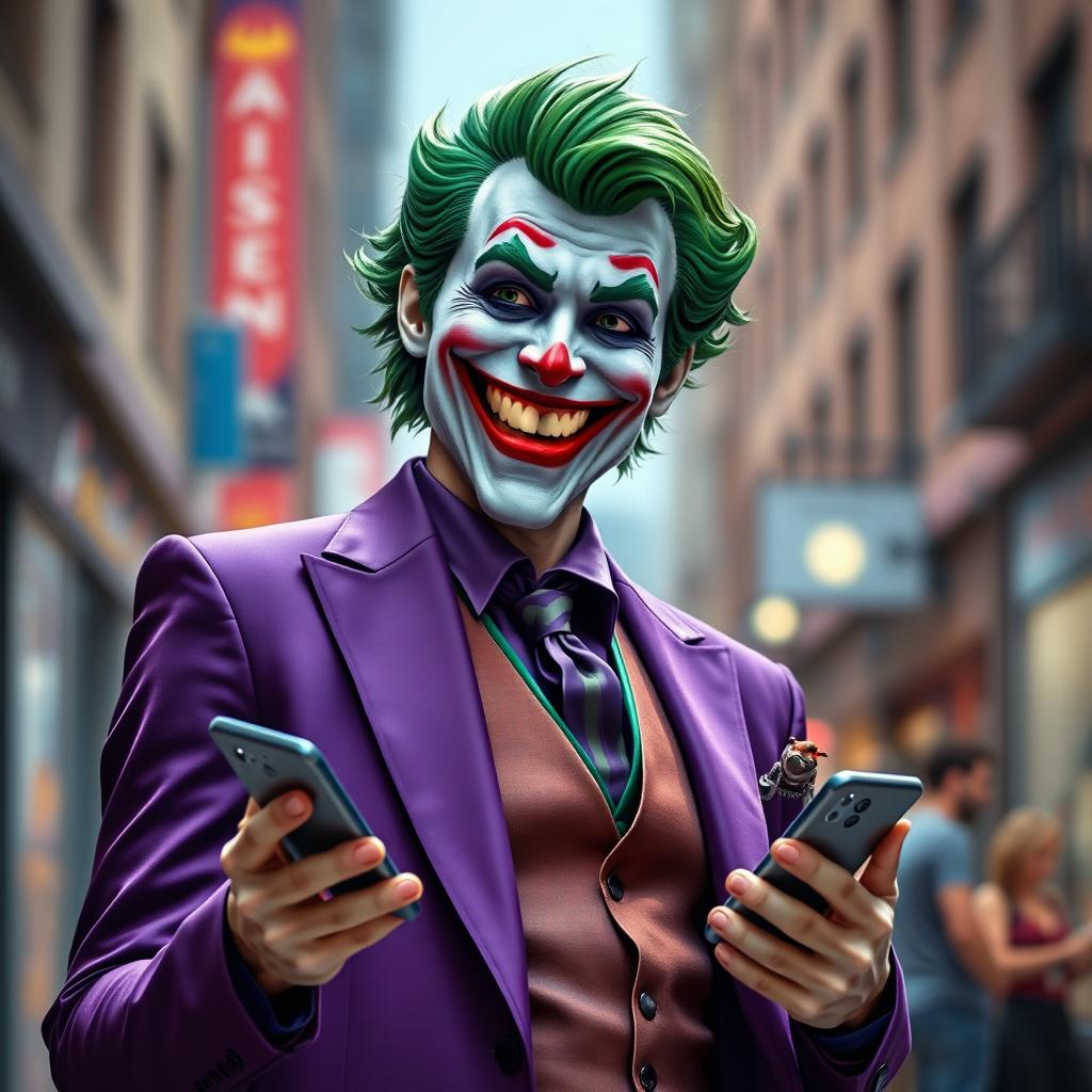 An ultra-realistic full-body depiction of a Joker character, impeccably designed to resemble a real human
