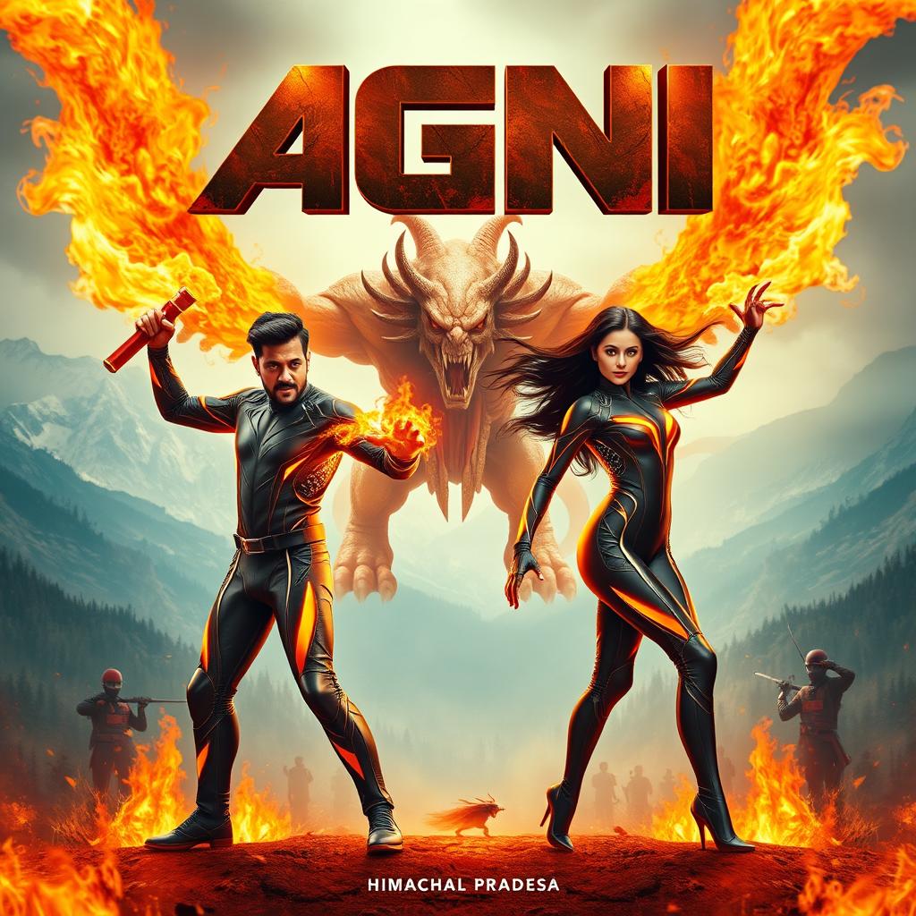 A cinematic action superhero film poster titled 'AGNI'