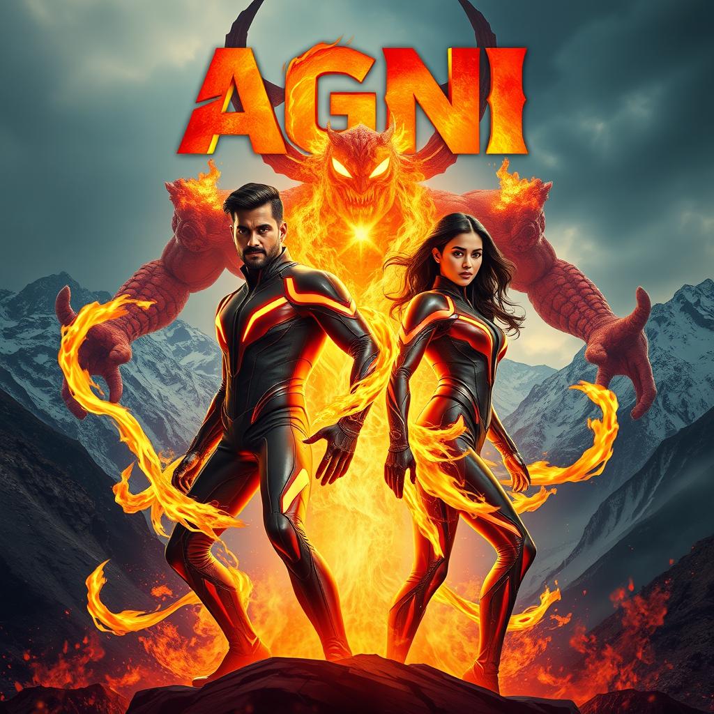 A cinematic action superhero film poster titled 'AGNI'