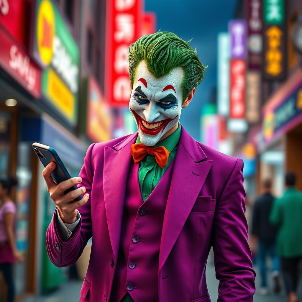 An ultra-realistic full-body representation of a Joker character, expertly crafted to appear as a real human