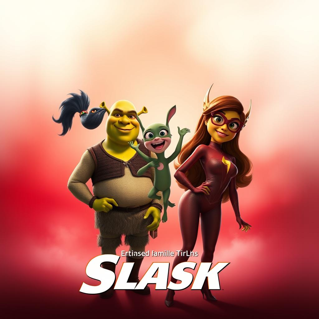 Vibrant Crossover Animated Movie Poster: Shrek Meets Flash