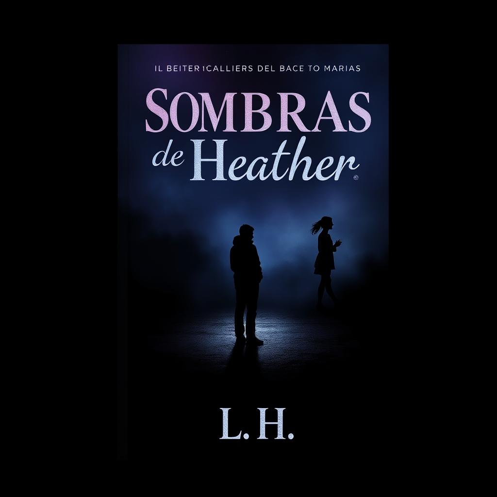 Book cover design for 'Sombras de Heather', featuring the title in Spanish in a visually striking typography