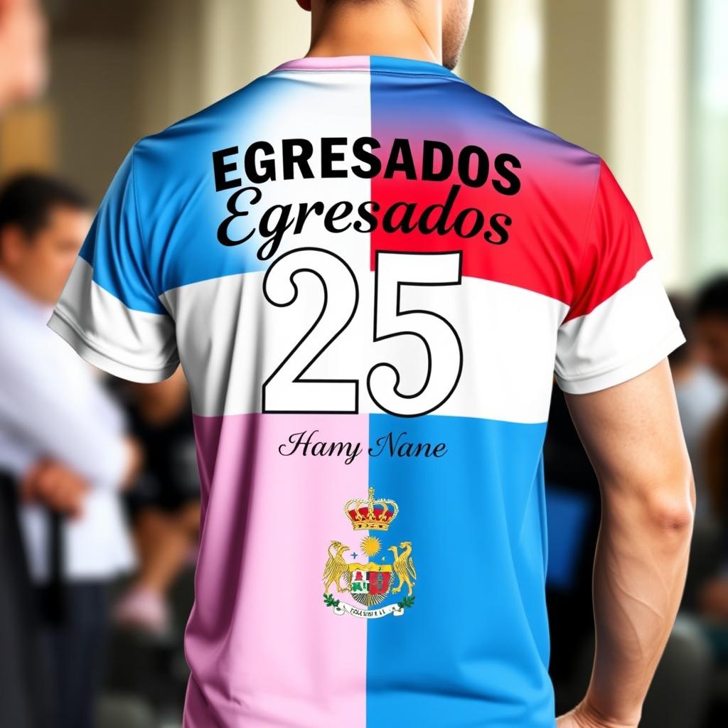 A stylish t-shirt featuring the Argentine and German flags artfully blended together