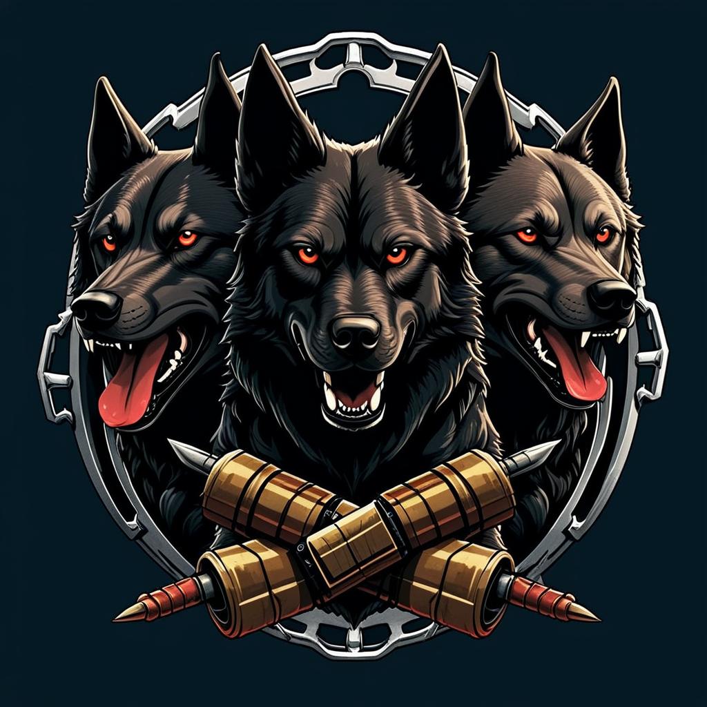 Edit this photo Replace dogs with a wolf Cerberus