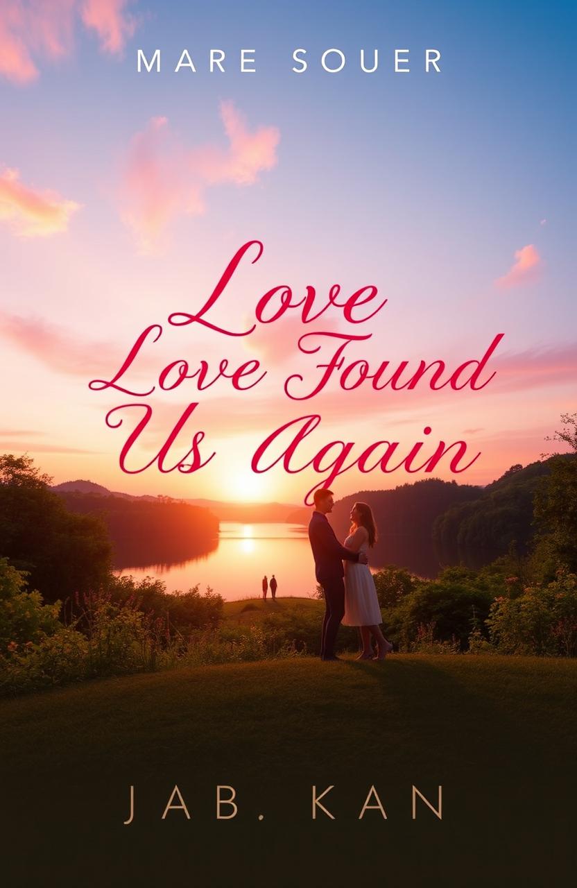 A beautiful book cover design featuring the text 'Love Found Us Again' prominently displayed in an elegant, flowing font