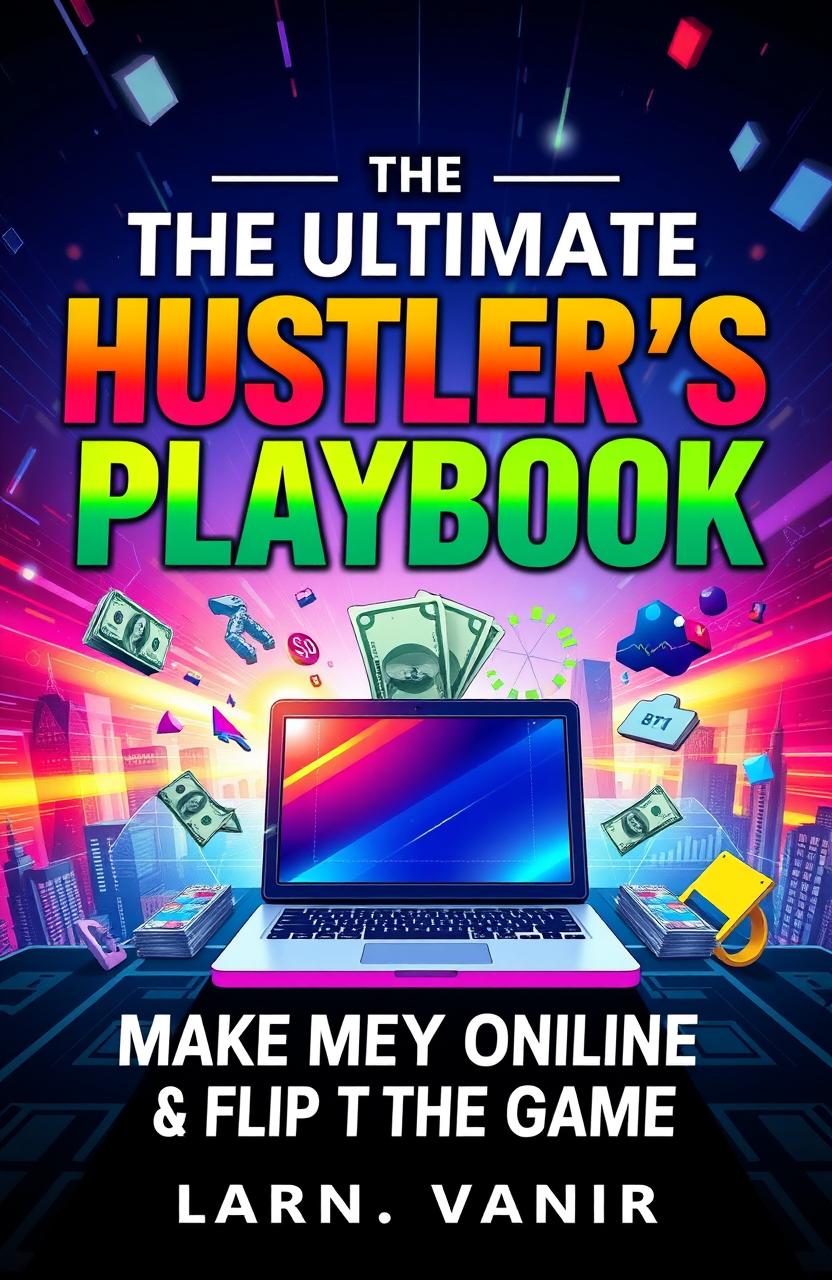 A visually striking cover for 'The Ultimate Hustler’s Playbook: Make Money Online & Flip the Game'