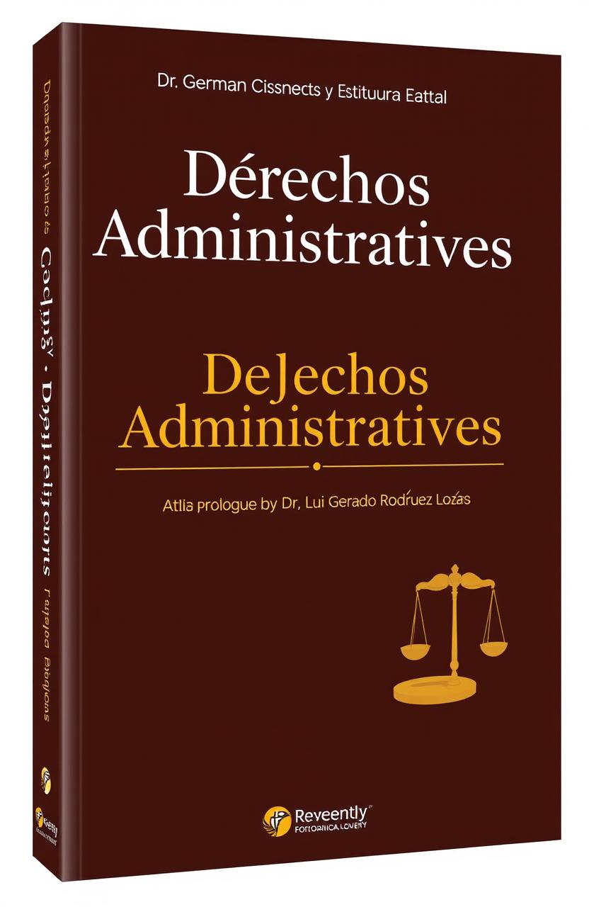 A beautifully designed book cover featuring the title 'Derechos Administrativos: Conceptos y Estructura Estatal' by Dr