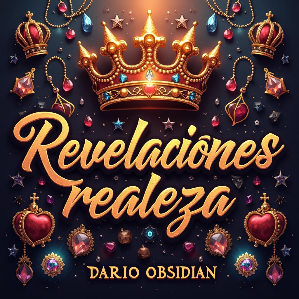 A clickbait thumbnail cover design featuring the title 'Revelaciones realeza' prominently centered and bold