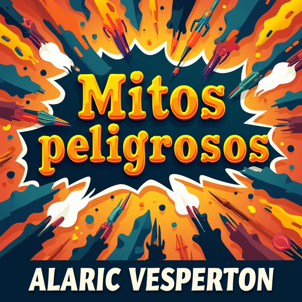 A vibrant clickbait thumbnail featuring the title 'Mitos peligrosos' centered and bold, using an eye-catching font