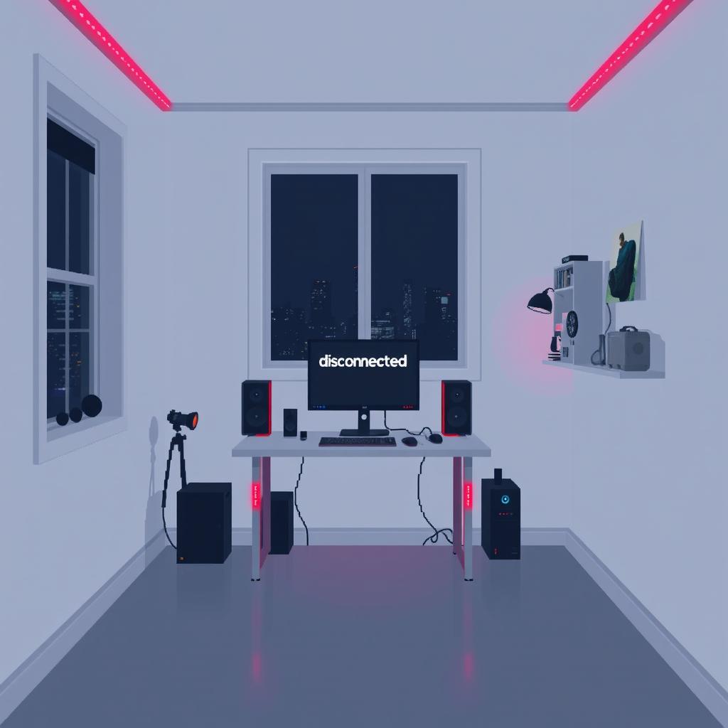 An eerie pixel art representation of a room painted in opaque white