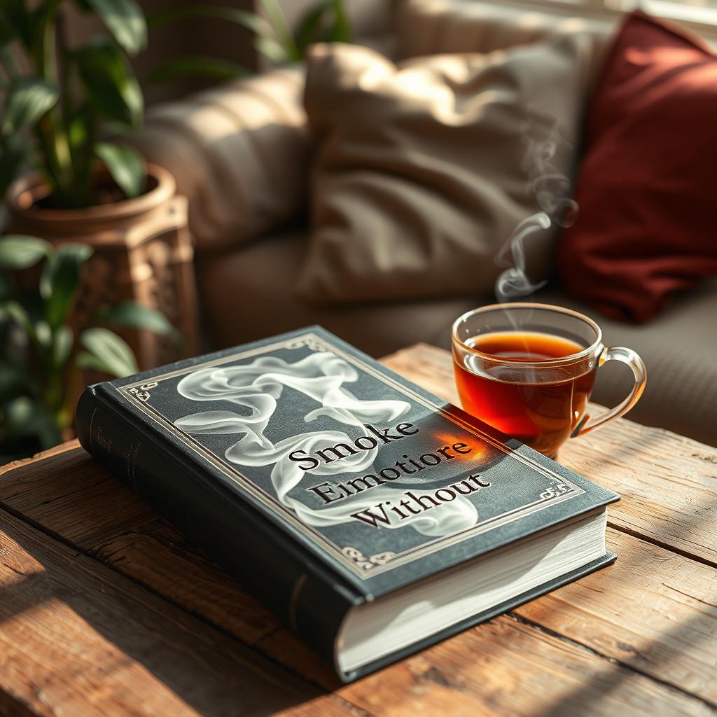 A high-quality book titled 'Smoke Without Fire' displayed on a rustic wooden table