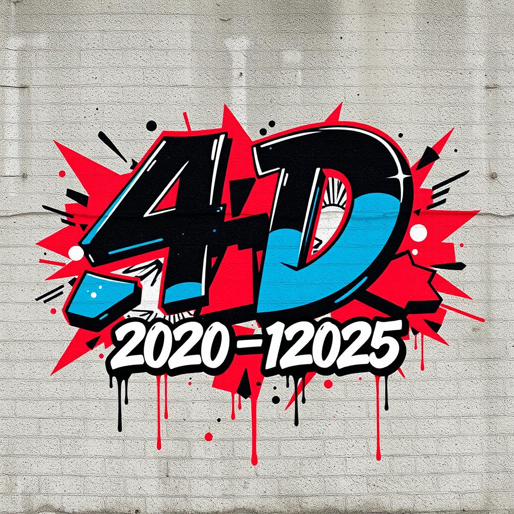 A vibrant street art graffiti design on a textured wall featuring the bold stylized text "4