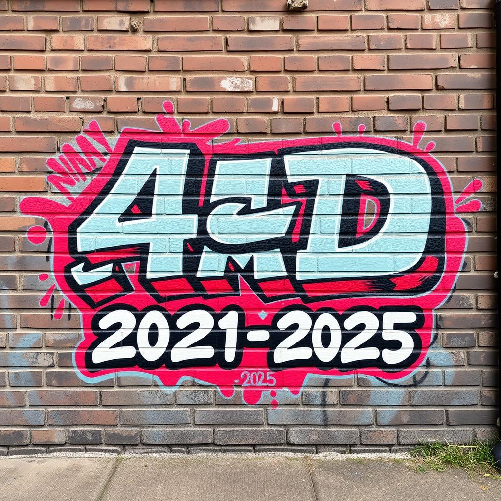 A vibrant graffiti-style mural on a brick wall featuring the text '4