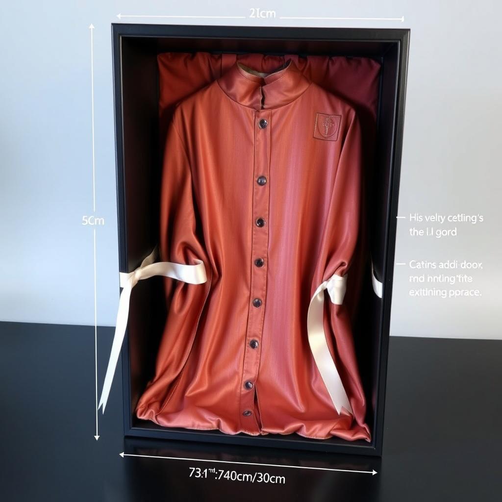 A luxurious box designed for an abaya, crafted from high-quality glossy cardboard on the exterior and lined with soft velvet on the interior