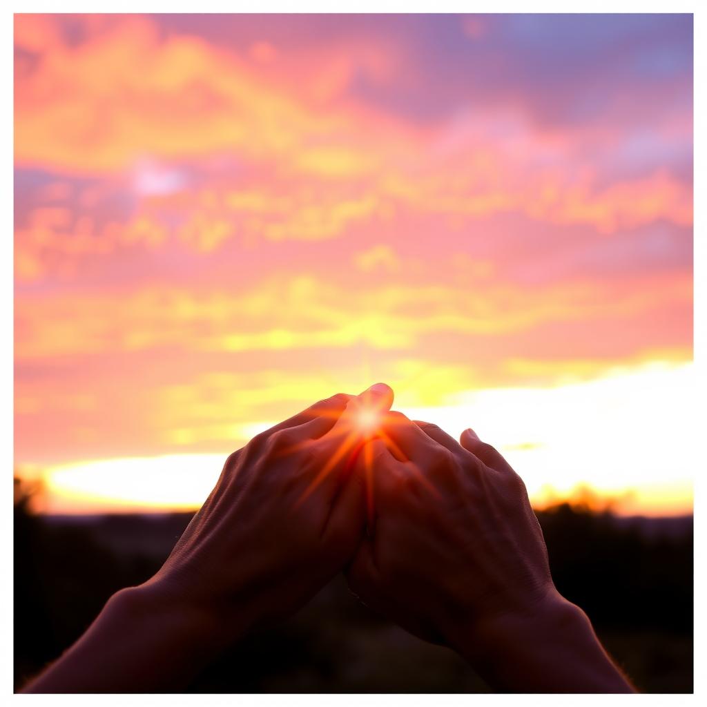 Two hands clasped together under a stunning sunset, symbolizing genuine connections and the value of relationships in life