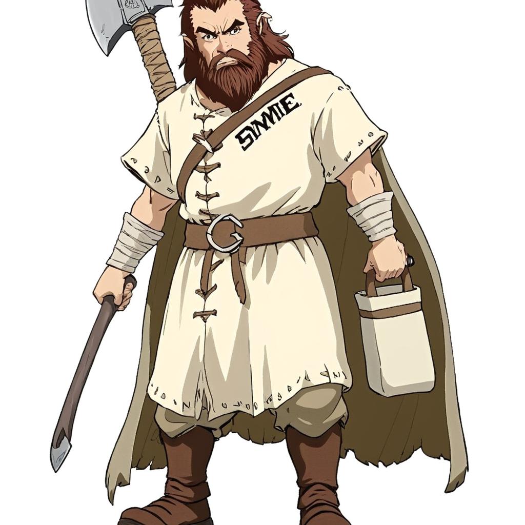 dwarf, with an axe in his hands