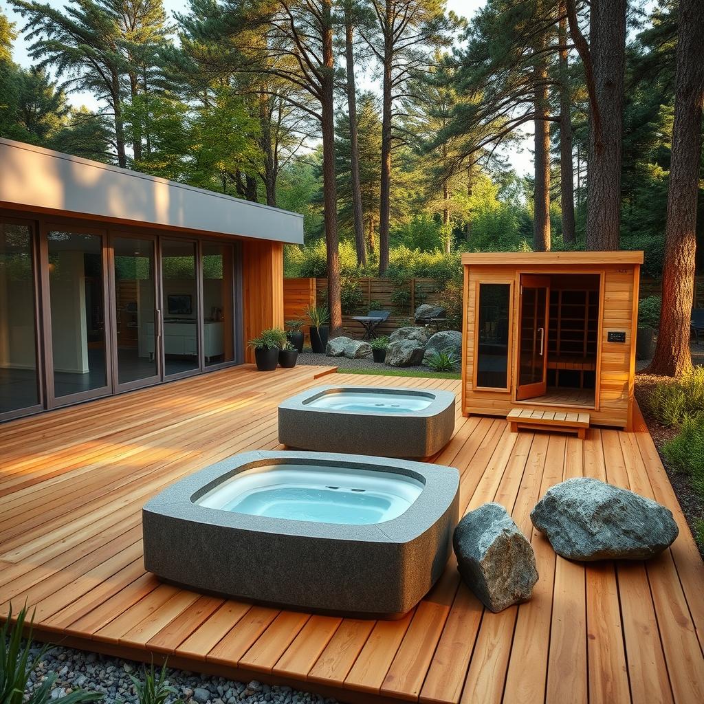 A beautifully designed outdoor recovery center nestled in a serene natural environment