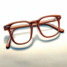 A high-quality coloured pencil drawing showcasing a pair of designer glasses