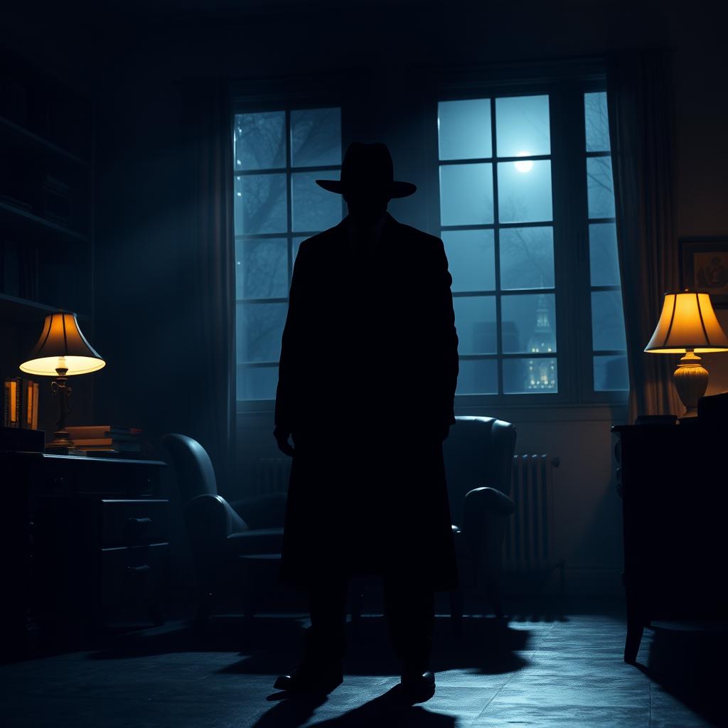 A haunting silhouette of a figure resembling Mr