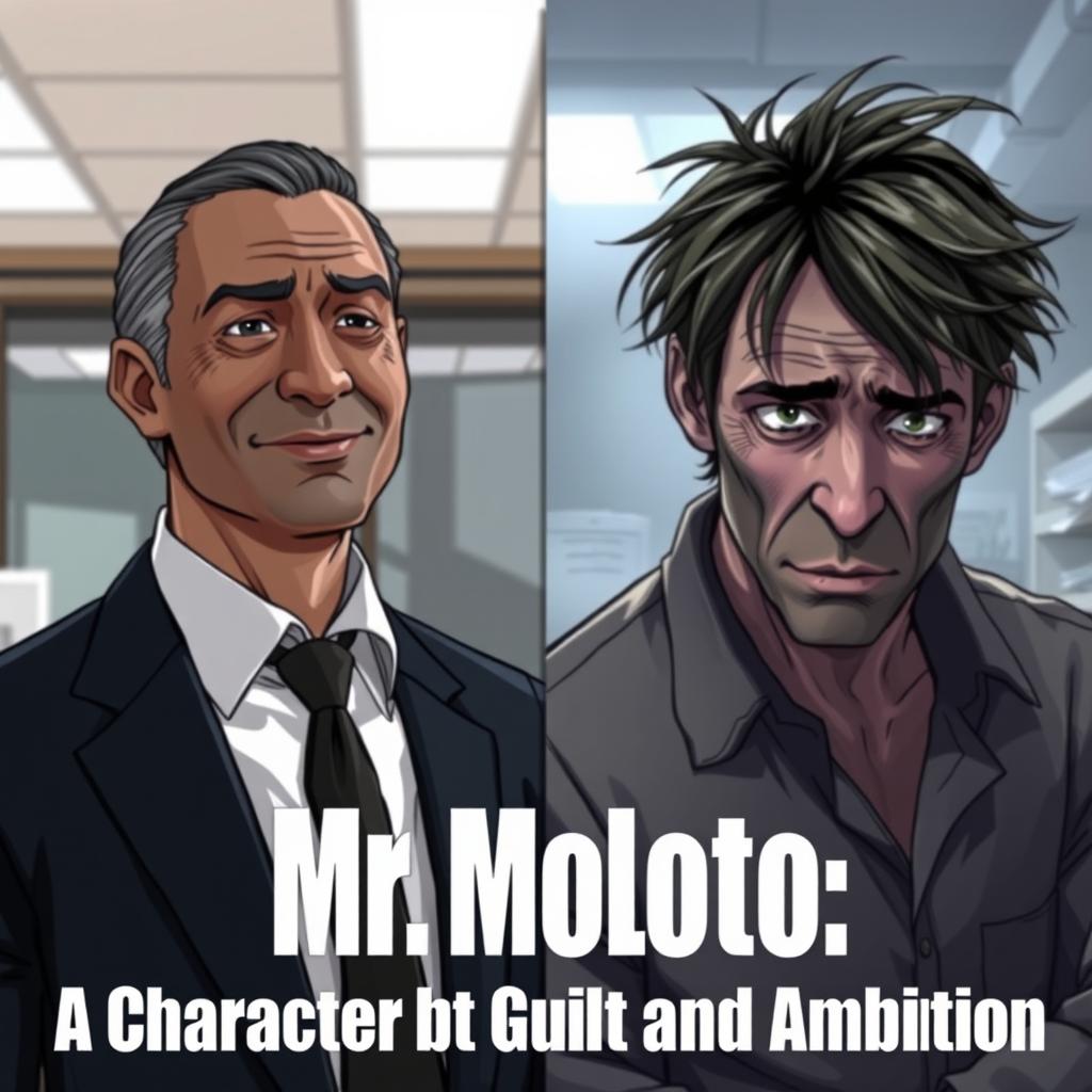 A side-by-side depiction of a character named Mr