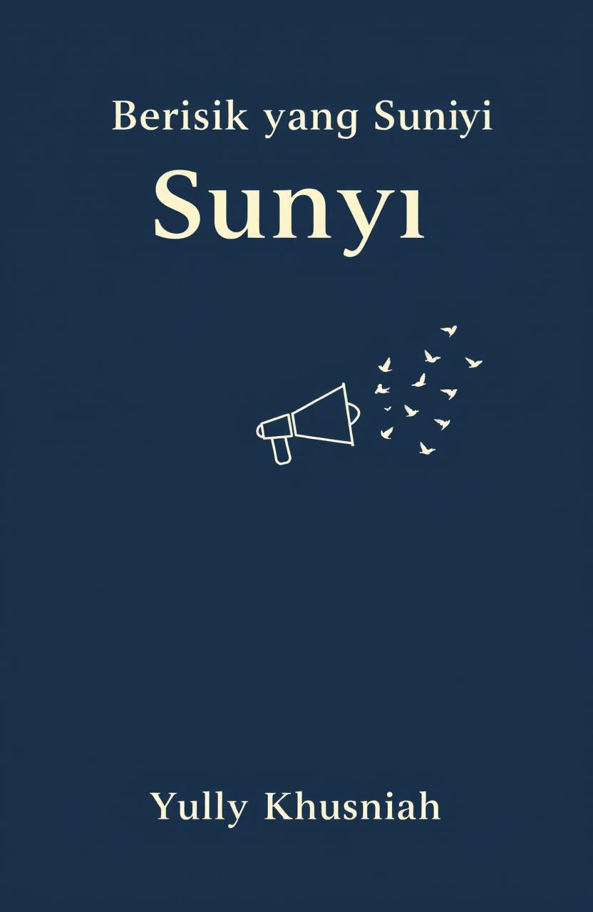 A minimalist book cover design featuring a dark, muted background in deep blue