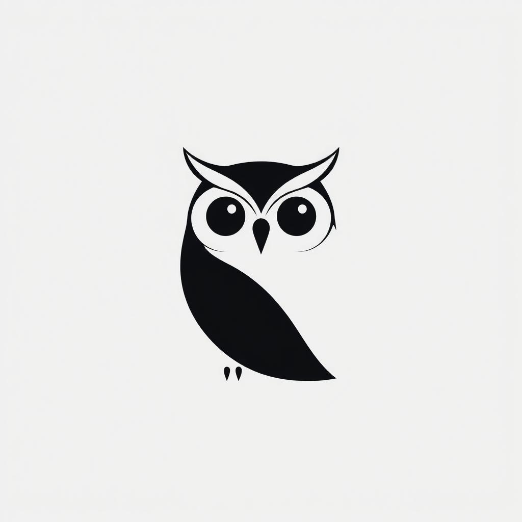 A sleek, minimalist logo design of an owl