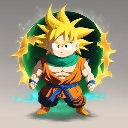 This is a digital art image of Goku from Dragonball Z as a South Park character, now in his Super Saiyan form