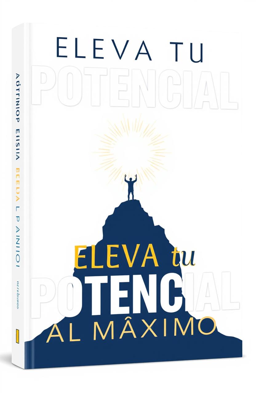 A minimalist and modern book cover for "Eleva tu Potencial al Máximo" with bold, elegant, and sophisticated typography