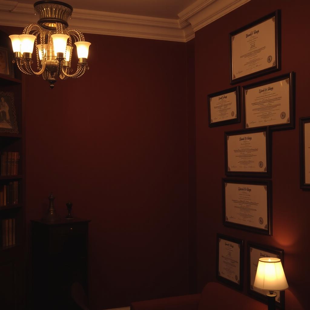 A cozy and elegant interior space featuring a brown background