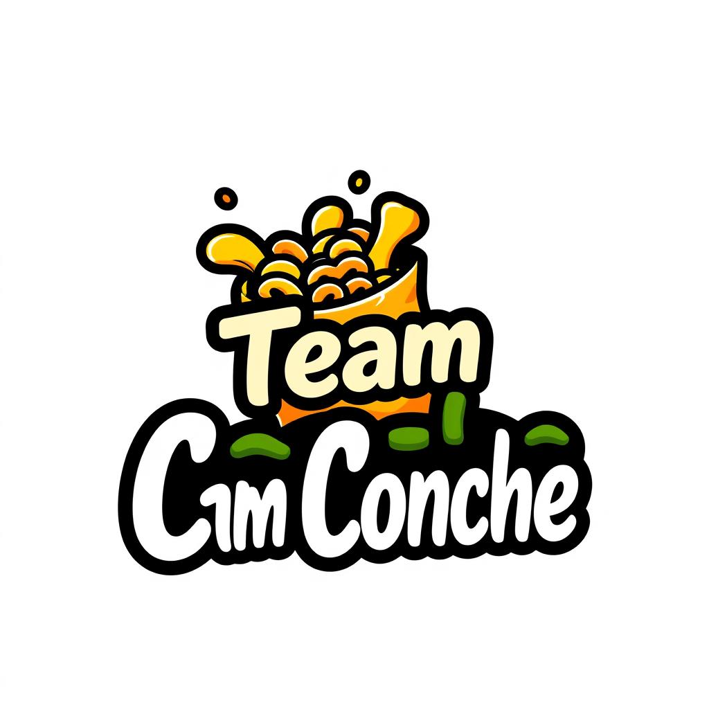 A creative and modern logo design for a fictional brand 'Team Conche' featuring an open snack
