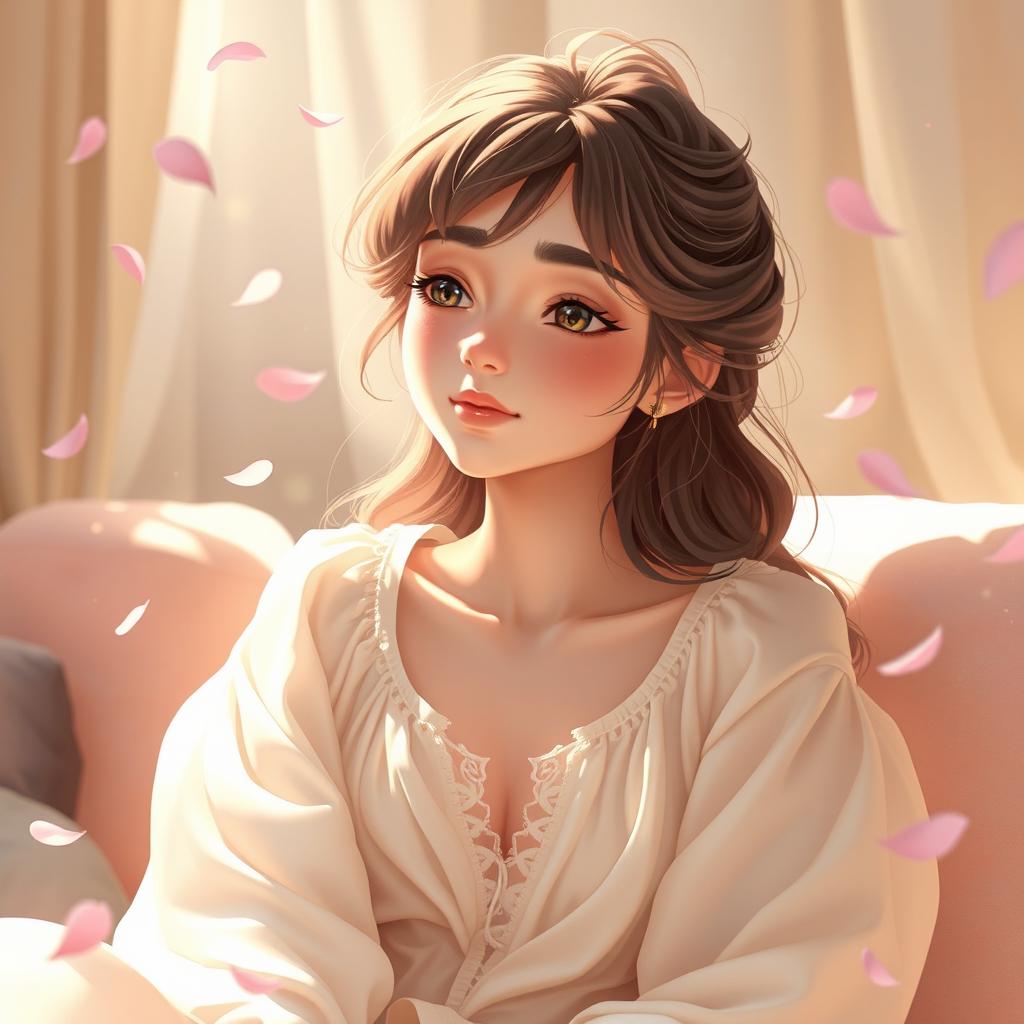 A gentle dreamer character, soft-spoken yet full of depth, blending into various social situations effortlessly