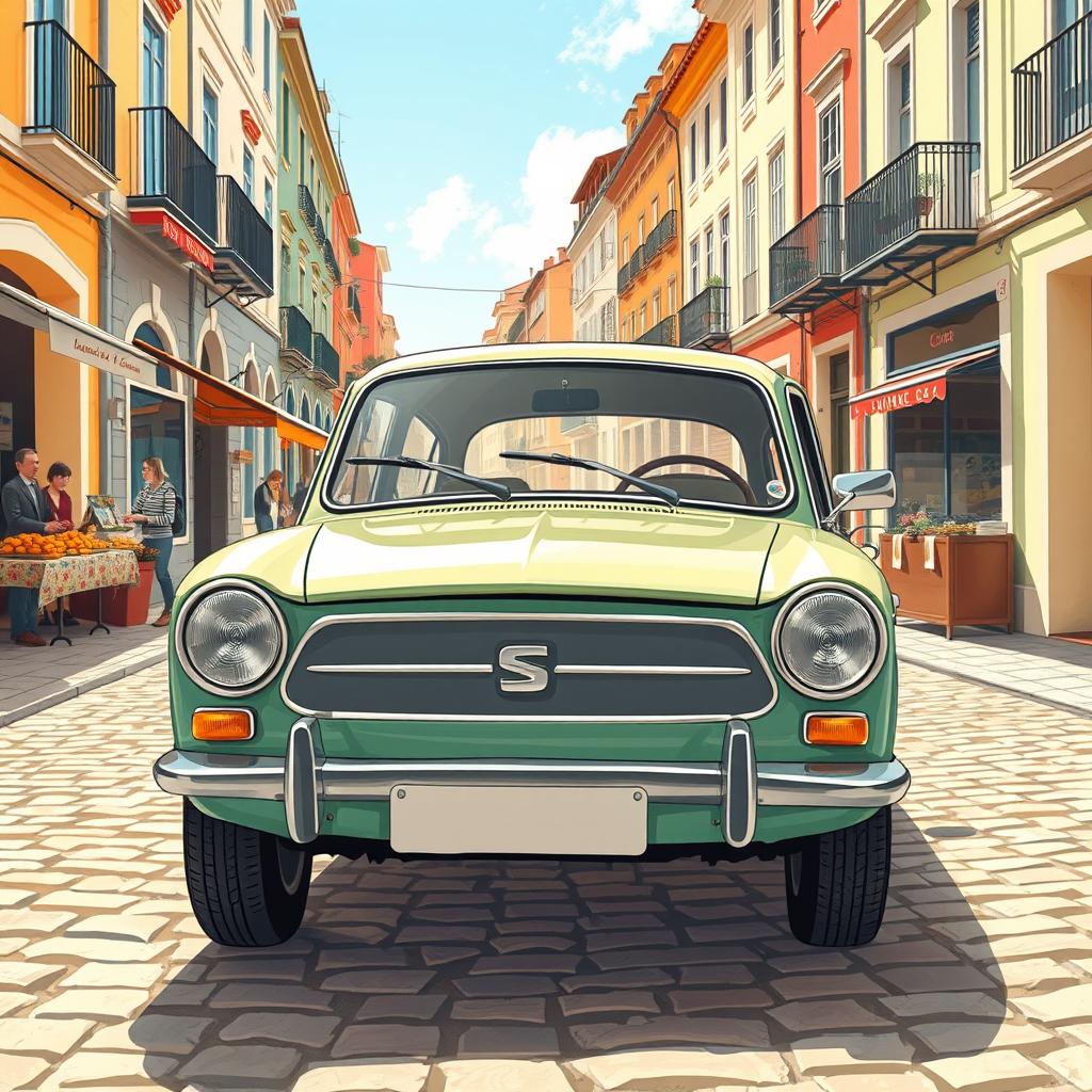 An artistic illustration of a classic Seat 127, capturing its distinctive design and retro charm