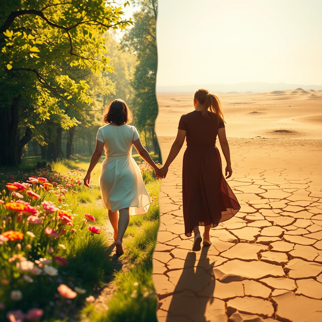 A beautifully blended image showcasing the contrast of love