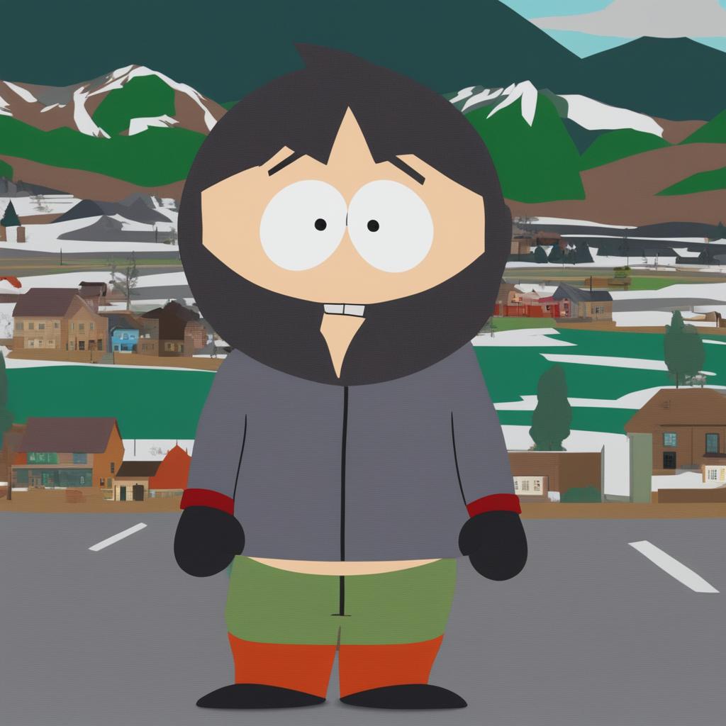 A high-definition, digital art image of Zed from 'South Park', rendered in the show's distinctive animation style