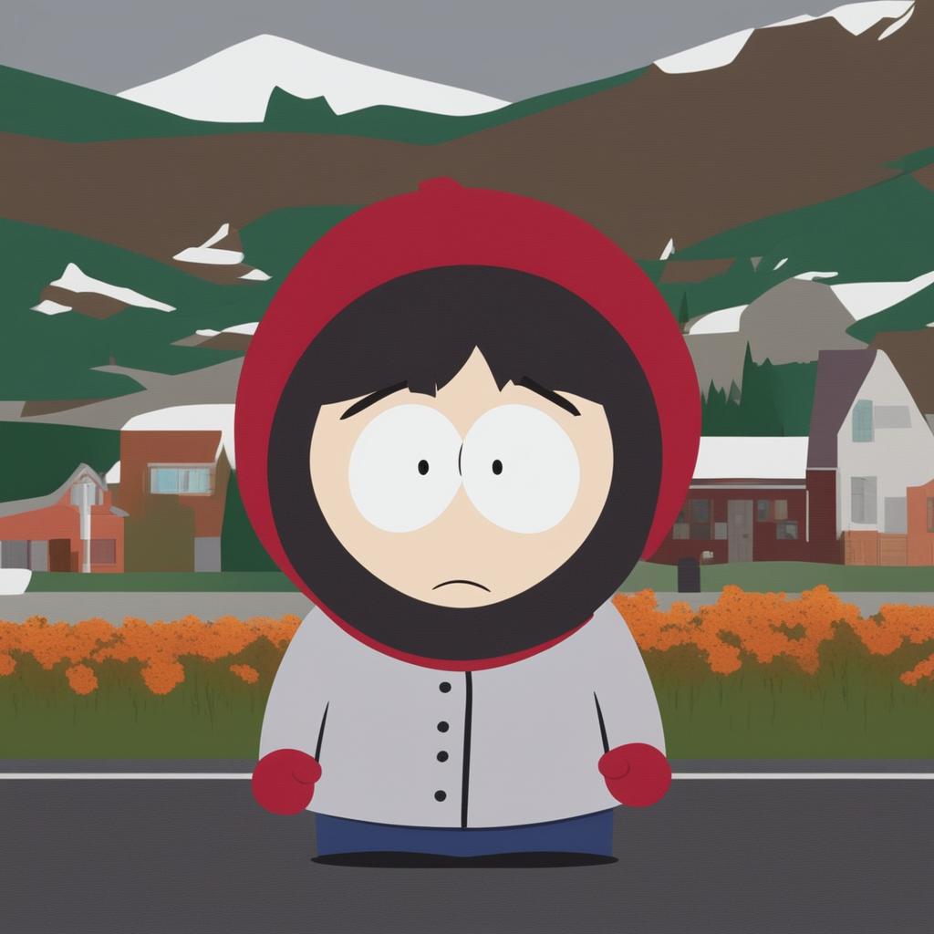 A high-definition, digital art image of Zed from 'South Park', rendered in the show's distinctive animation style