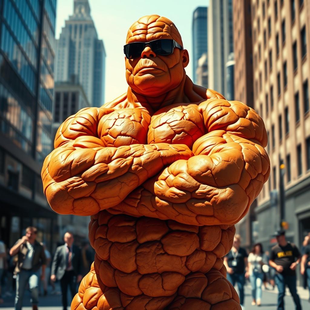 Ben Grimm, also known as The Thing, depicted as a massive, muscular figure covered in orange rock-like skin