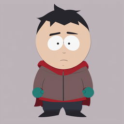 This is a high-definition, digital art image of Zed from 'League of Legends', reimagined in the distinctive animation style of 'South Park'