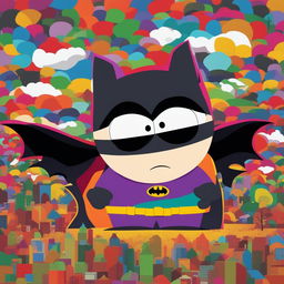 A high-quality digital art piece featuring Batman in the iconic style of South Park