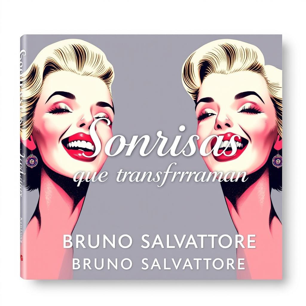 A beautifully artistic book cover design for "Sonrisas que transforman" by BRUNO SALVATTORE, featuring stunning and elegant depictions of radiant smiles